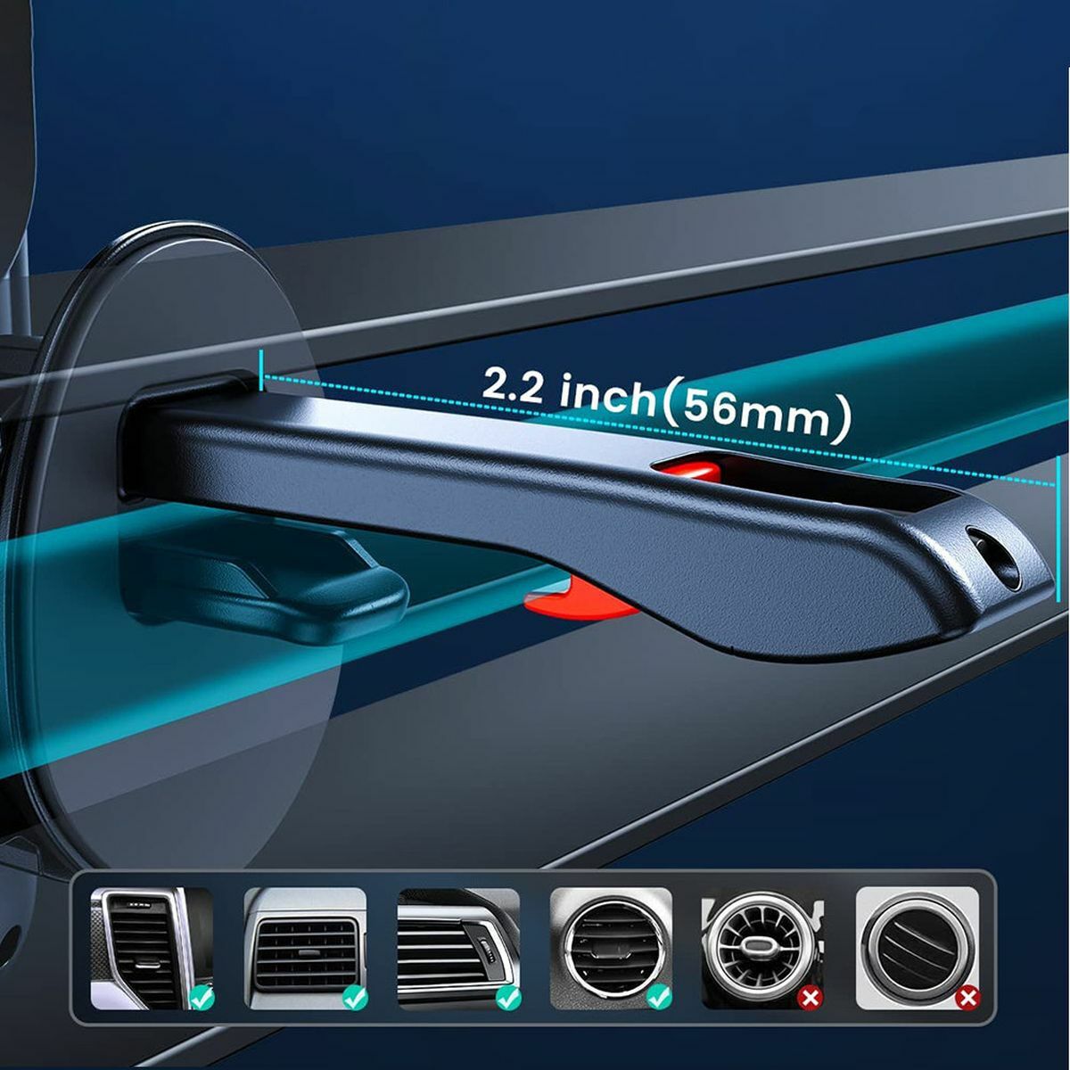 Kép 9/12 - Joyroom autós tartó, szellőzőrácsra szerelhető, vezeték nélküli töltés funkcióval 4.5 - 6.8 ", 15W, fekete (JR-ZS219-AIR)