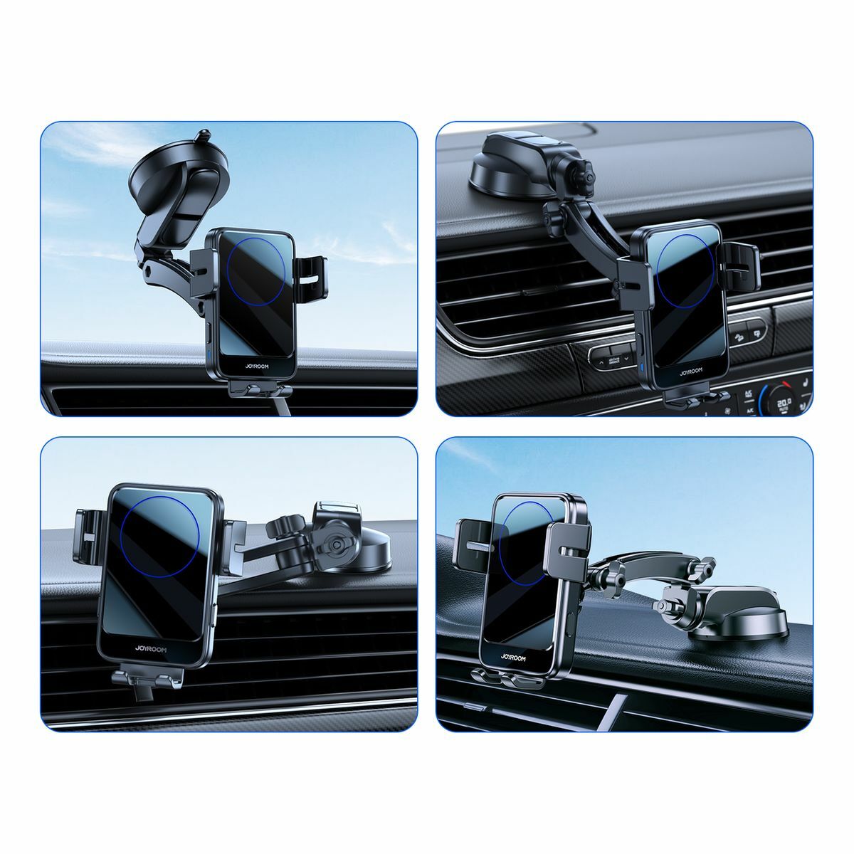 Kép 4/7 - Joyroom 2-in-1 autós tartó és vezeték nélküli töltő 4.6 - 6.8 ", 15W, fekete (JR-ZS219-DASH)
