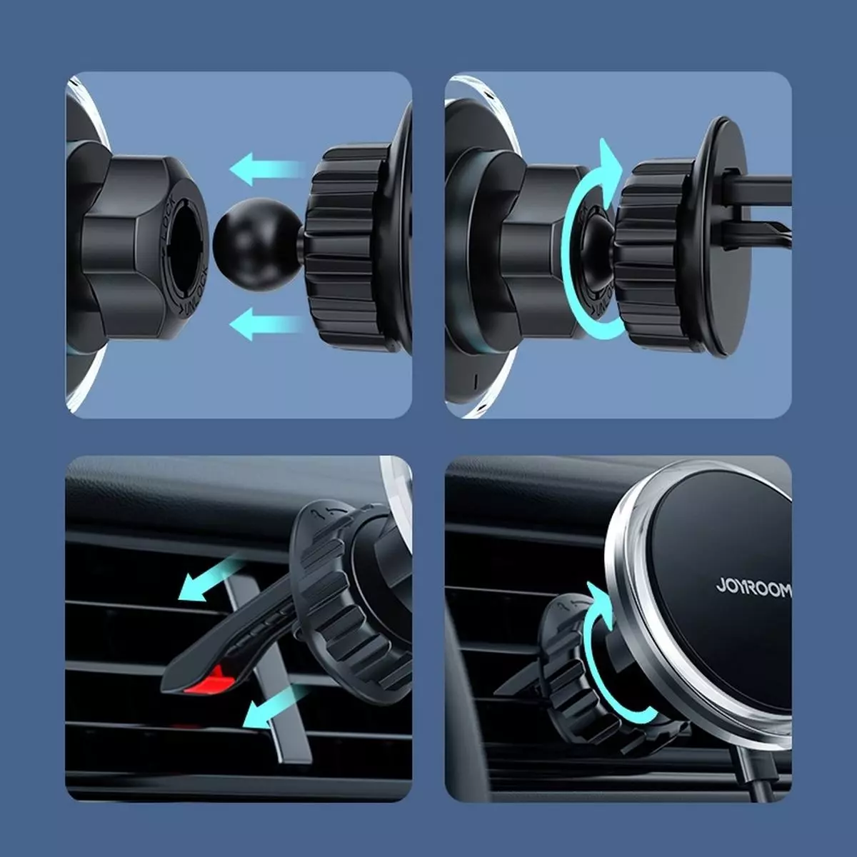 Kép 9/14 - Joyroom szellőzőrácsra szerelhető autós tartó MagSafe funkcióval,15W, fekete (JR-ZS291)