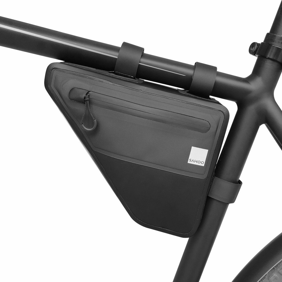 Kép 1/5 - SAHOO váz alá rögzíthető, vízálló kerékpáros táska, cipzárral, 1.5L, fekete SAHOO-122043