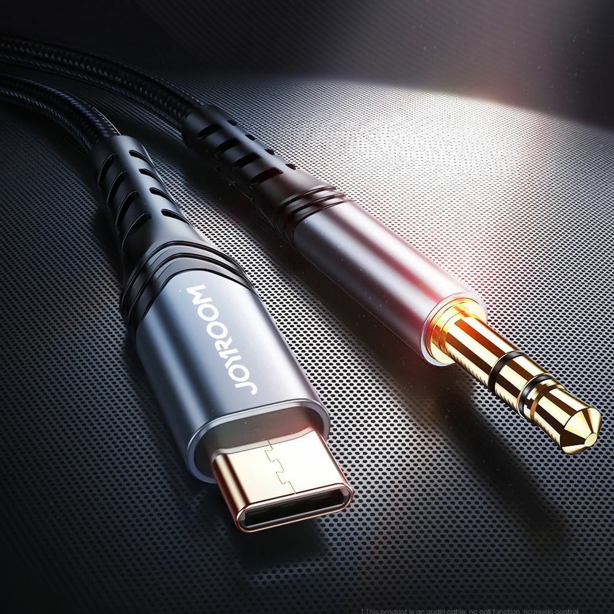 Kép 2/10 - Joyroom átalakító USB Type-C - 3.5mm Mini Jack kábel, 2m, fekete (SY-A03)