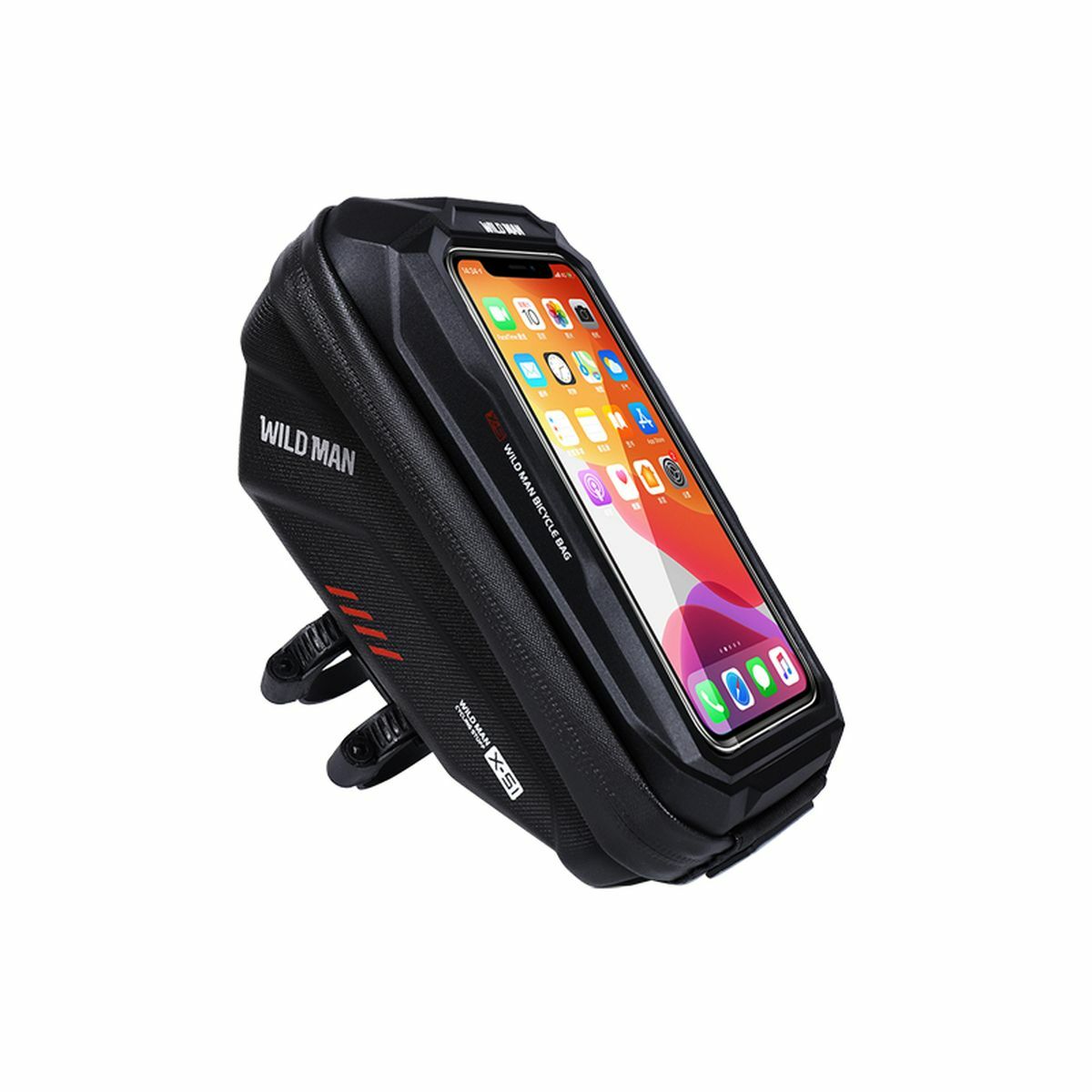 Kép 2/6 - WILDMAN Bicycle Bag XS1 kormányra szerelhető, vízálló, merevfalú kerékpáros táska telefontartóval  4.8", 1L, fekete WILDMAN-XS1-1L