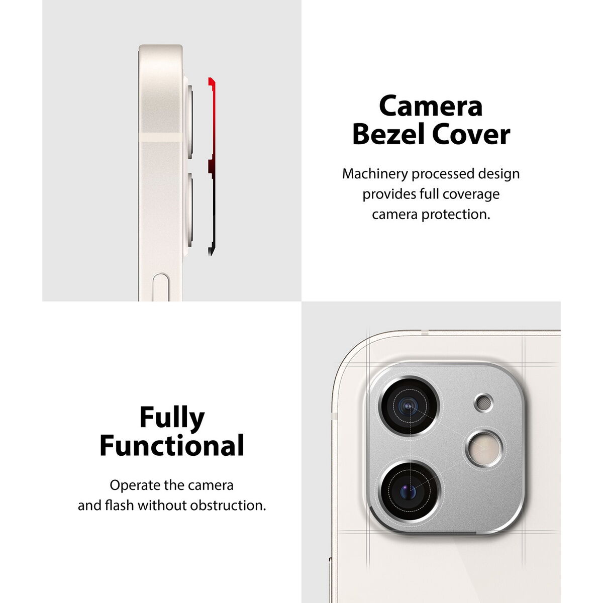 Ringke iPhone 12 mini, Camera Styling, kamera sziget védő keret, Ezüst