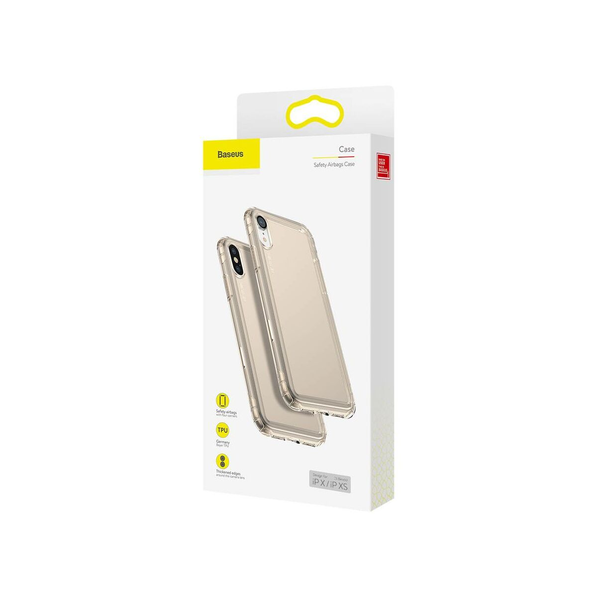 Baseus iPhone XS tok, Safety Airbags, átlátszó arany (ARAPIPH58-SF0V)