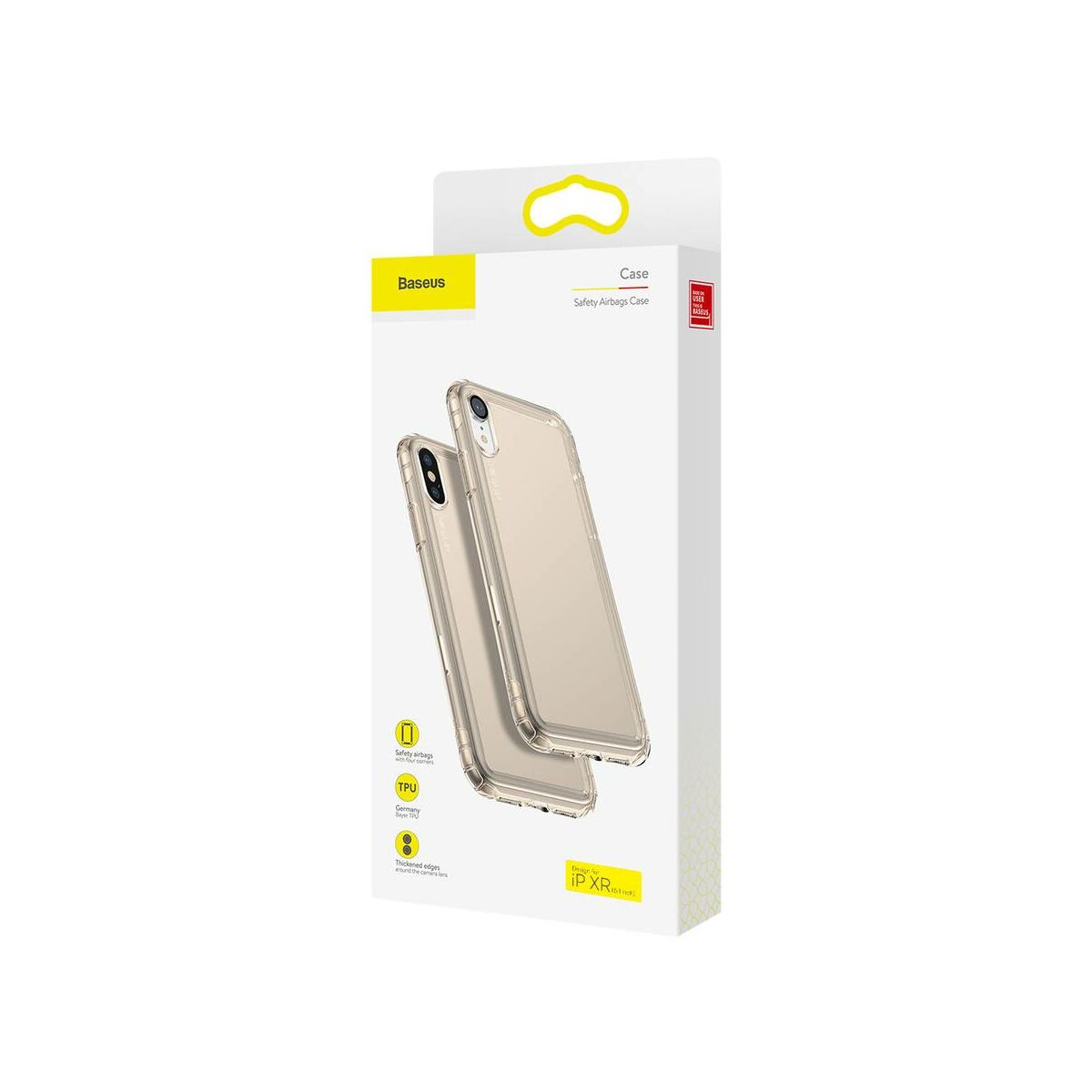 Kép 1/9 - Baseus iPhone XR tok, Safety Airbags, átlátszó arany (ARAPIPH61-SF0V)