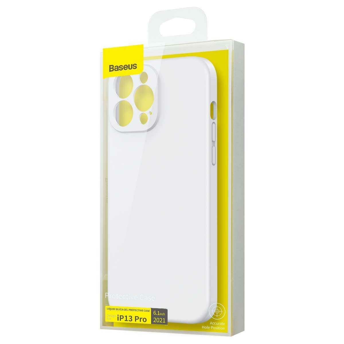 Baseus iPhone 13 Pro tok, Liquid Silica Gel Protective, fehér (ARYT000402)