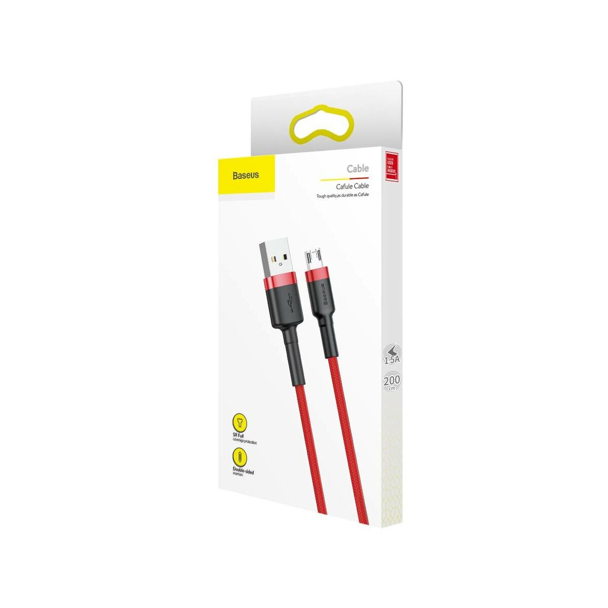 Baseus Micro USB kábel, Cafule 1.5A, 2m, piros/piros (CAMKLF-C09)