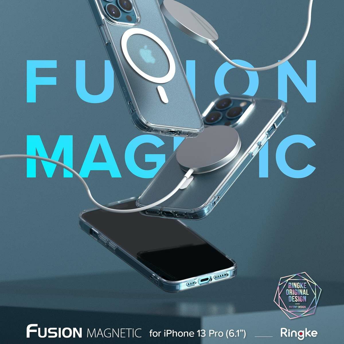 Kép 9/12 - Ringke iPhone 13 Pro tok, Fusion Magnetic, MagSafe töltő felvevő funkció (töltő és kábel nélkül), Matt átlátszó