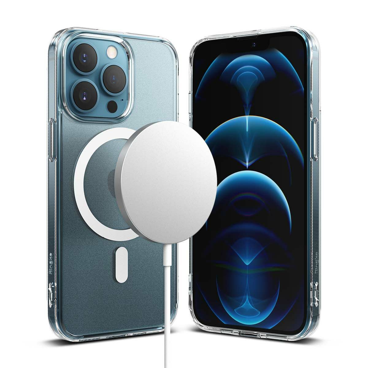 Ringke iPhone 13 Pro tok, Fusion Magnetic, MagSafe töltő felvevő funkció (töltő és kábel nélkül), Matt átlátszó