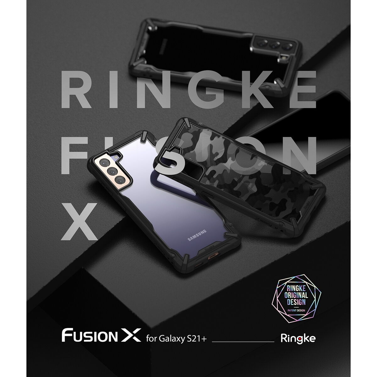 Kép 3/9 - Ringke Galaxy S21+ tok, Fusion X, Fekete