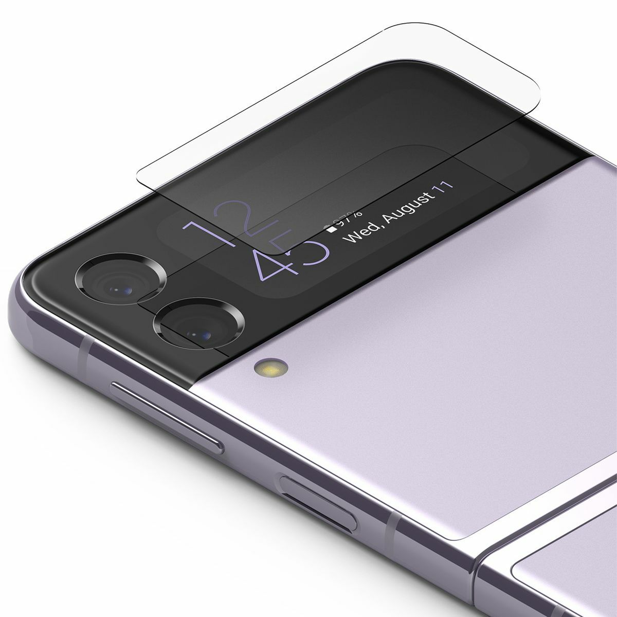 Kép 1/11 - Ringke Galaxy Z Flip 3 hátlapi kijelzővédő, 0,3mm edzett üveg, (3pcs), Átlátszó