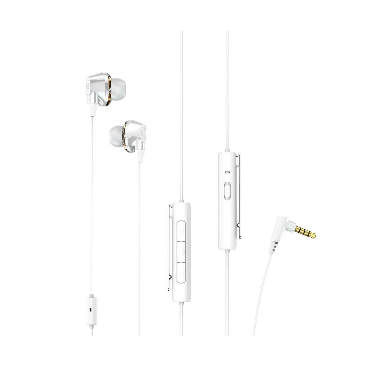 Baseus fülhallgató, Encok H08, Immersive virtual 3D gaming, mini jack, vezetékes, vezérlővel, fehér/szürke (NGH08-2G)