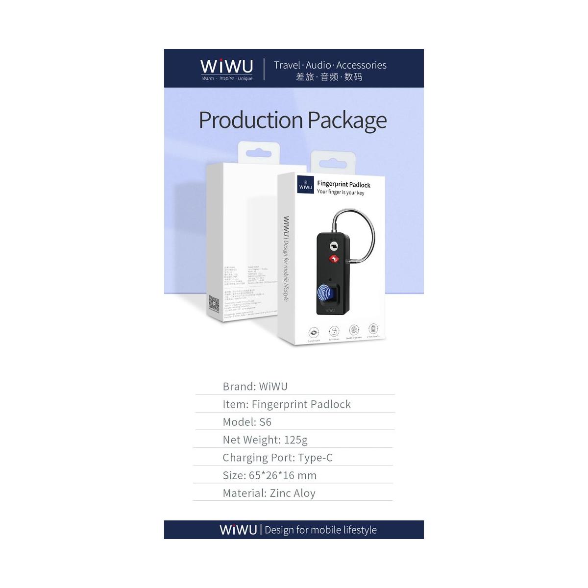 WiWU Smart device, S6 ujjlenyomatos lakat, Fekete