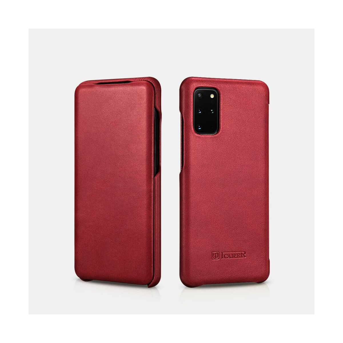 iCarer Samsung S20 Plus Tok, Ívelt élű Vintage Sorozat piros