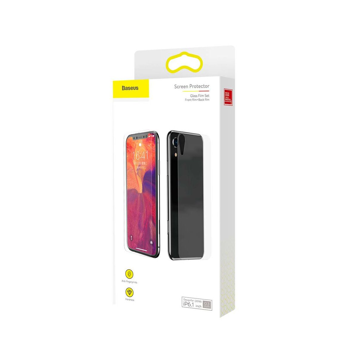 Baseus iPhone XR/ 11 (6.1") 0.3 mm, kijelzővédő üveg fólia (előlap + hátlap), átlátszó (SGAPIPH61-TZ02)