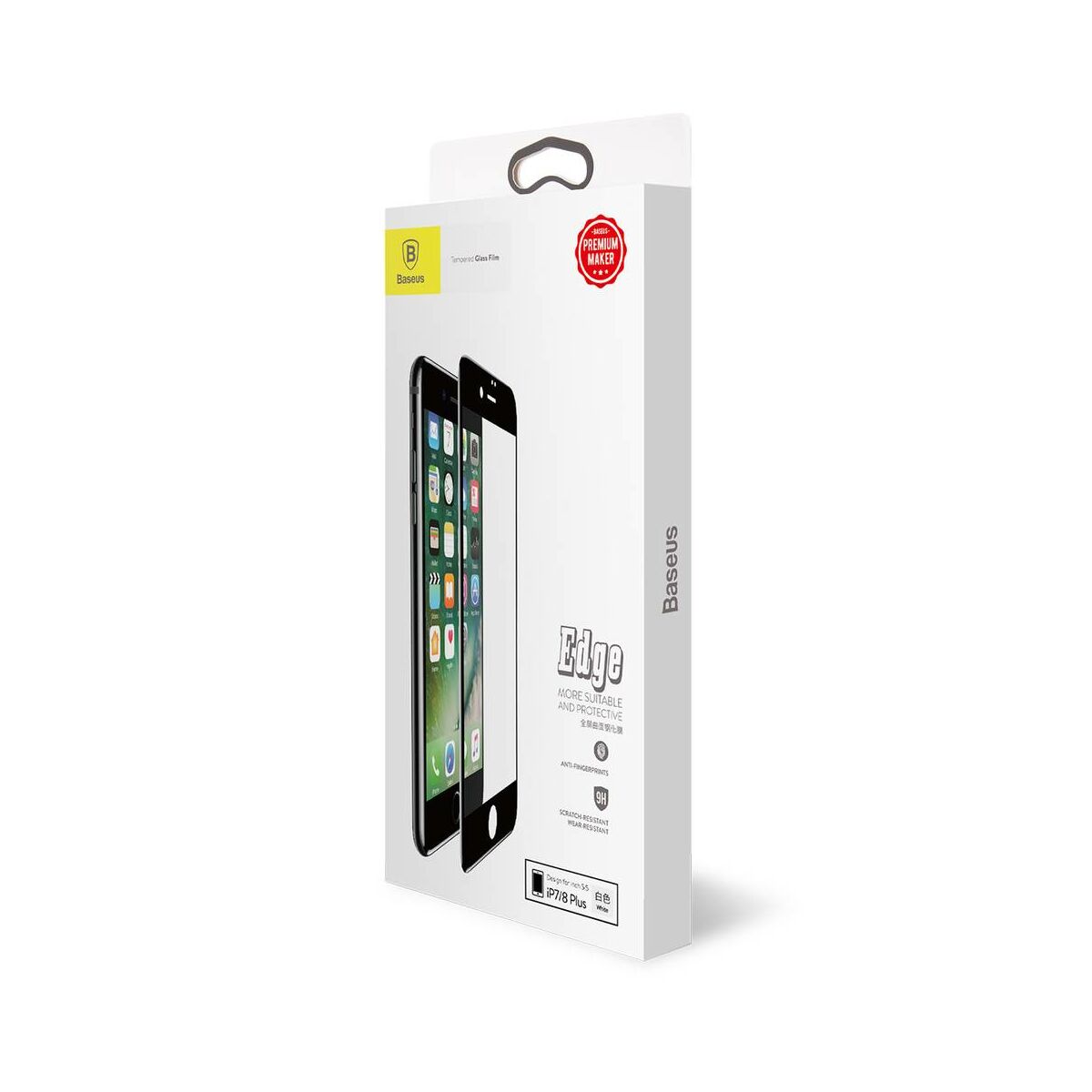 Kép 1/10 - Baseus iPhone 8/7 Plus 0.3 mm, teljes felületre edzett üveg kijelzővédő fólia, fehér (SGAPIPH8P-KA02)