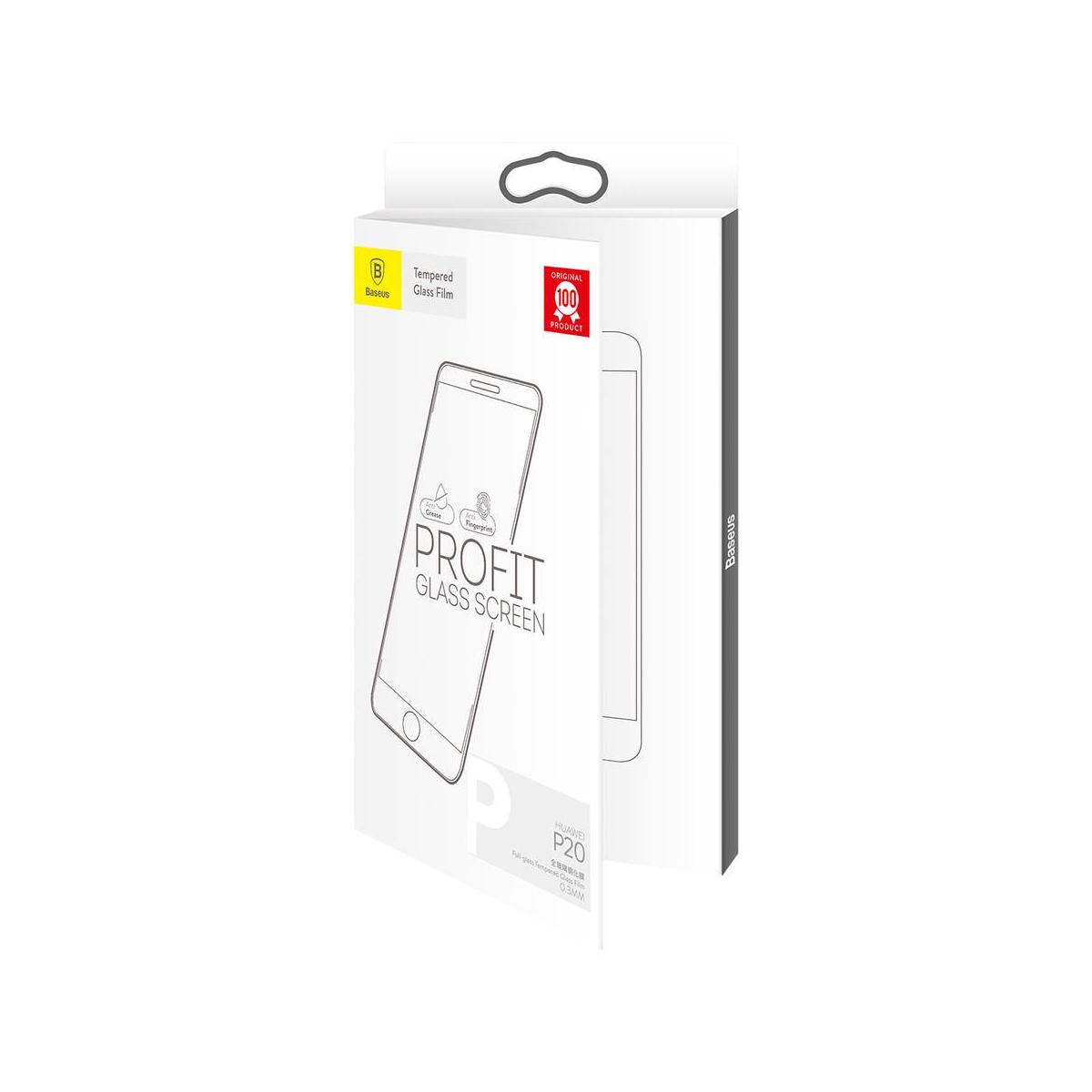 Baseus Huawei P20 0.3 mm, teljes felületre edzett üveg kijelzővédő fólia, fekete (SGHWP20-01)