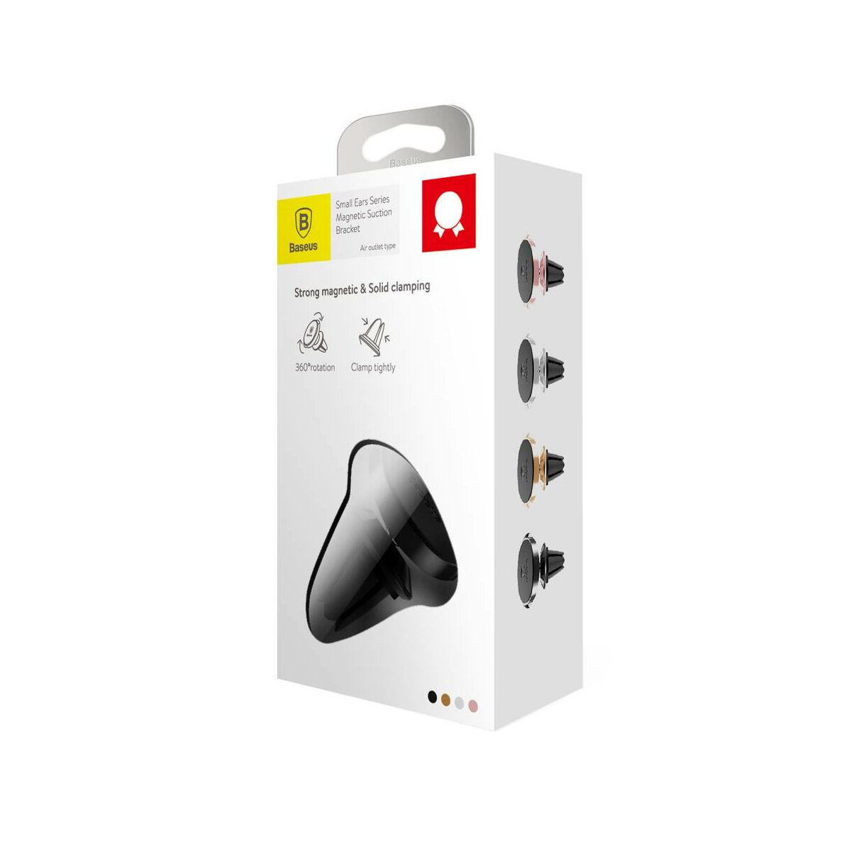 Kép 1/6 - Baseus autós telefontartó, Small Ears series mágneses, szellőzőrácsra, fekete (SUER-A01)