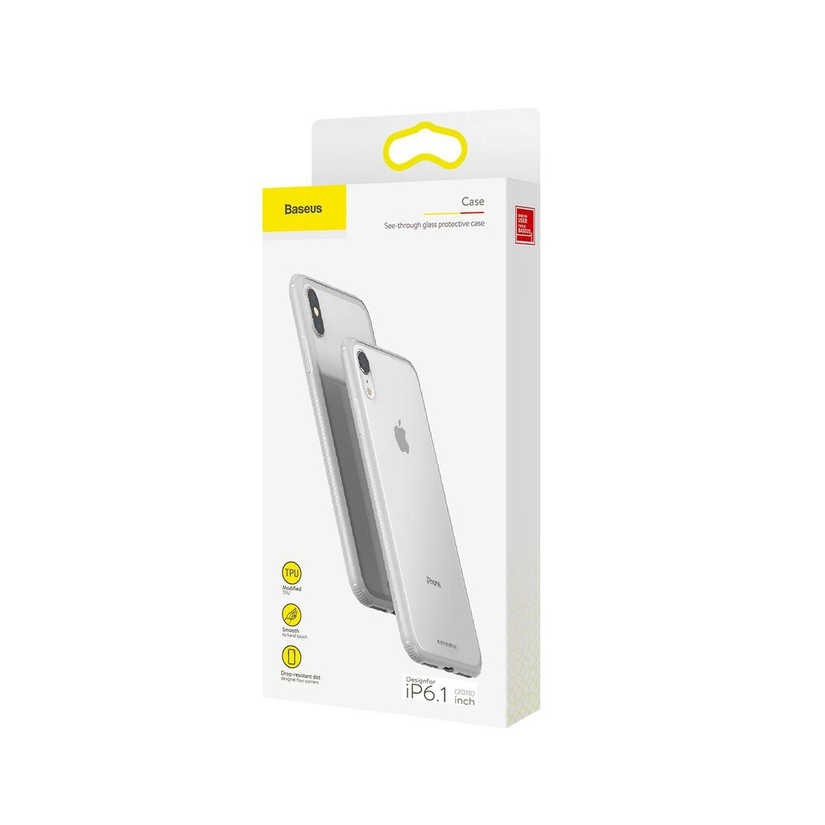 Kép 1/6 - Baseus iPhone XR tok, átlátszó, oldalkerettel, fehér (WIAPIPH61-YS02)
