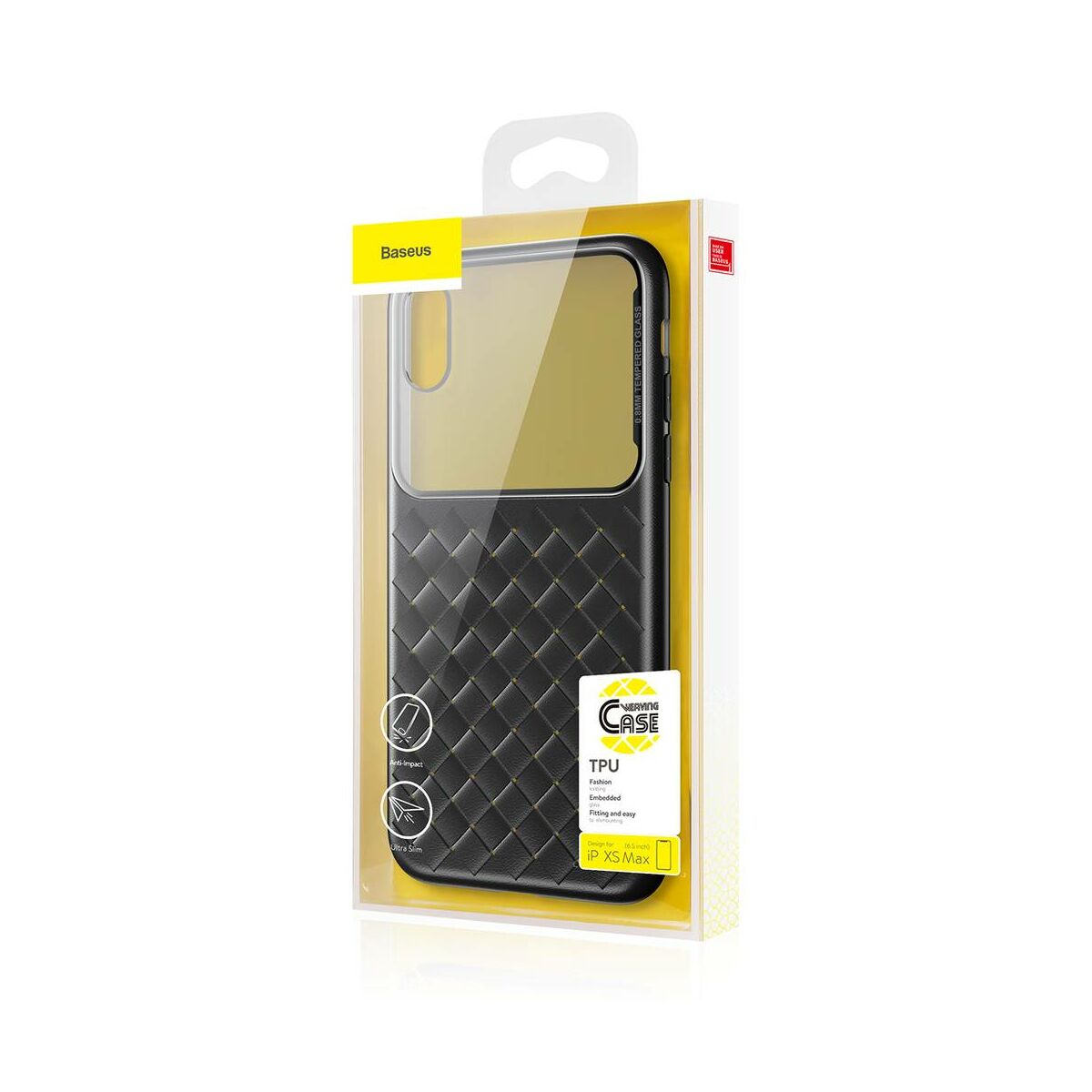Baseus iPhone XS Max üveg & tok, BV Weaving, fekete (WIAPIPH65-BL01)