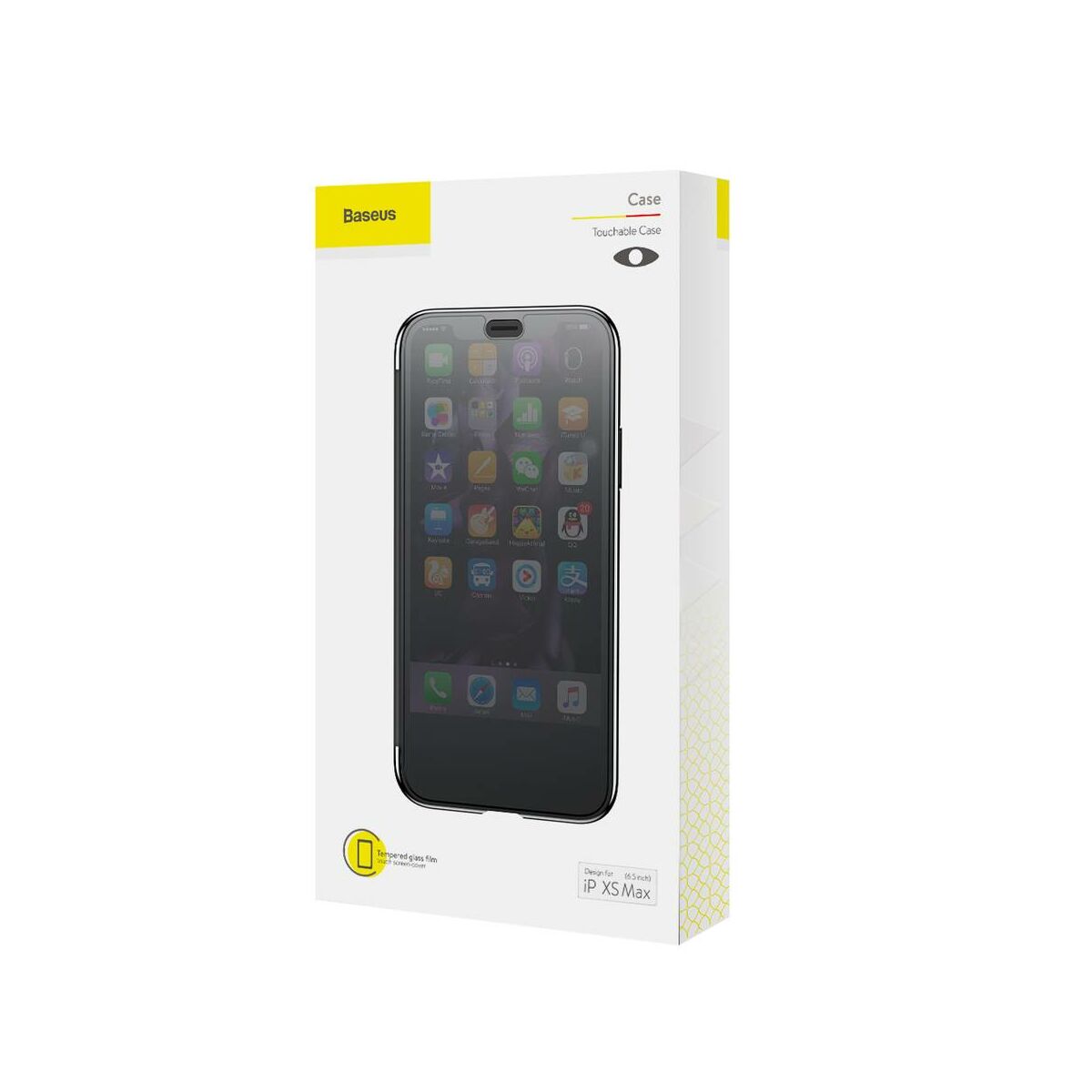 Kép 1/8 - Baseus iPhone XS Max tok, Touchable kihajtható, érintőfelületű flip tok, fekete (WIAPIPH65-TS01)