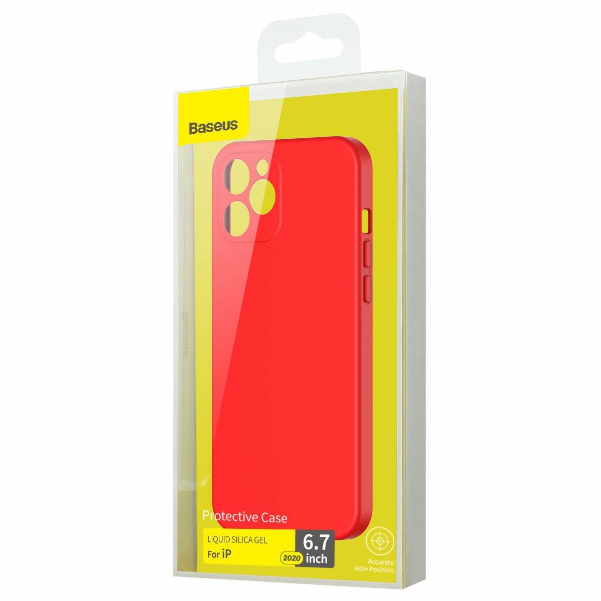 Kép 1/11 - Baseus iPhone 12 Pro Max, Liquid Sillica Gel, piros (WIAPIPH67N-YT09)