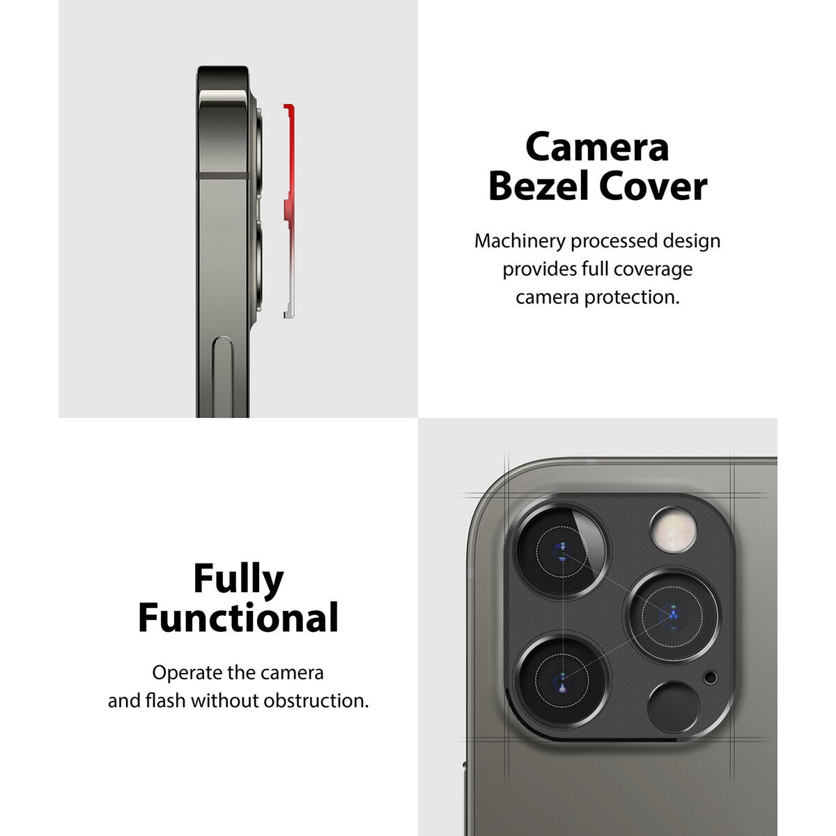 Kép 5/9 - Ringke iPhone 12, Camera Styling, kamera sziget védő keret, Ezüst