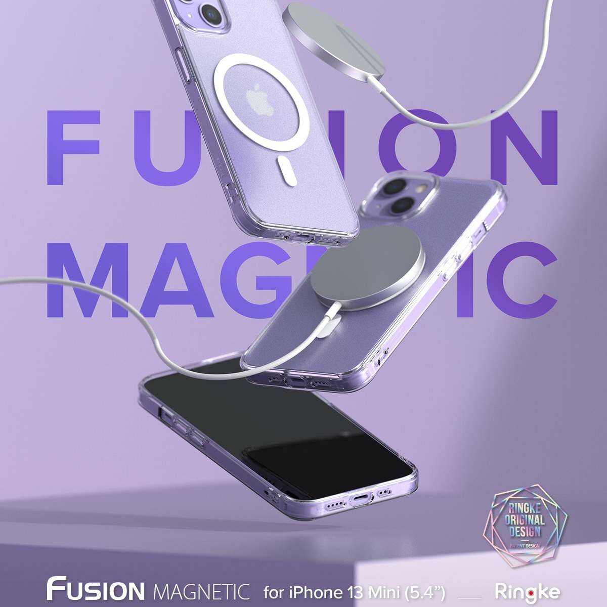 Kép 9/12 - Ringke iPhone 13 mini tok, Fusion Magnetic, MagSafe töltő felvevő funkció (töltő és kábel nélkül), Matt átlátszó