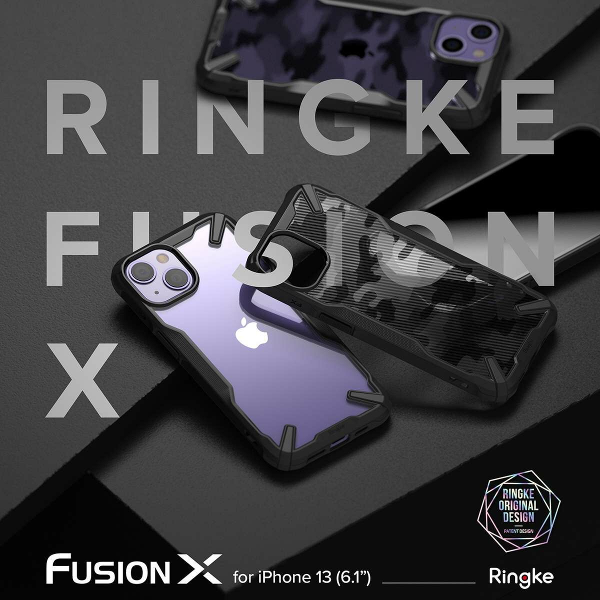 Kép 8/11 - Ringke iPhone 13 tok, Fusion X, Fekete