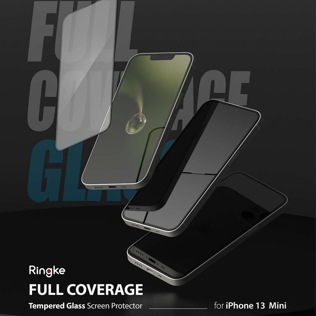 Ringke iPhone 13 mini kijelzővédő üveg Invisible Defender ID Edzett üveg, Fekete