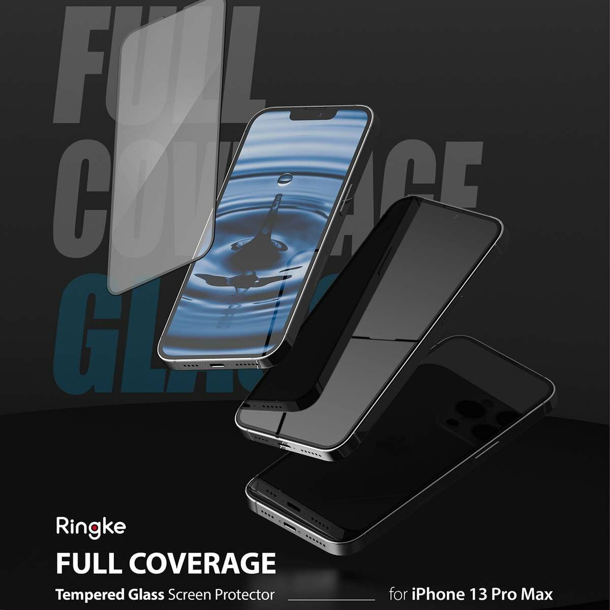 Kép 2/13 - Ringke iPhone 13 Pro Max kijelzővédő üveg Invisible Defender ID Edzett üveg, Fekete