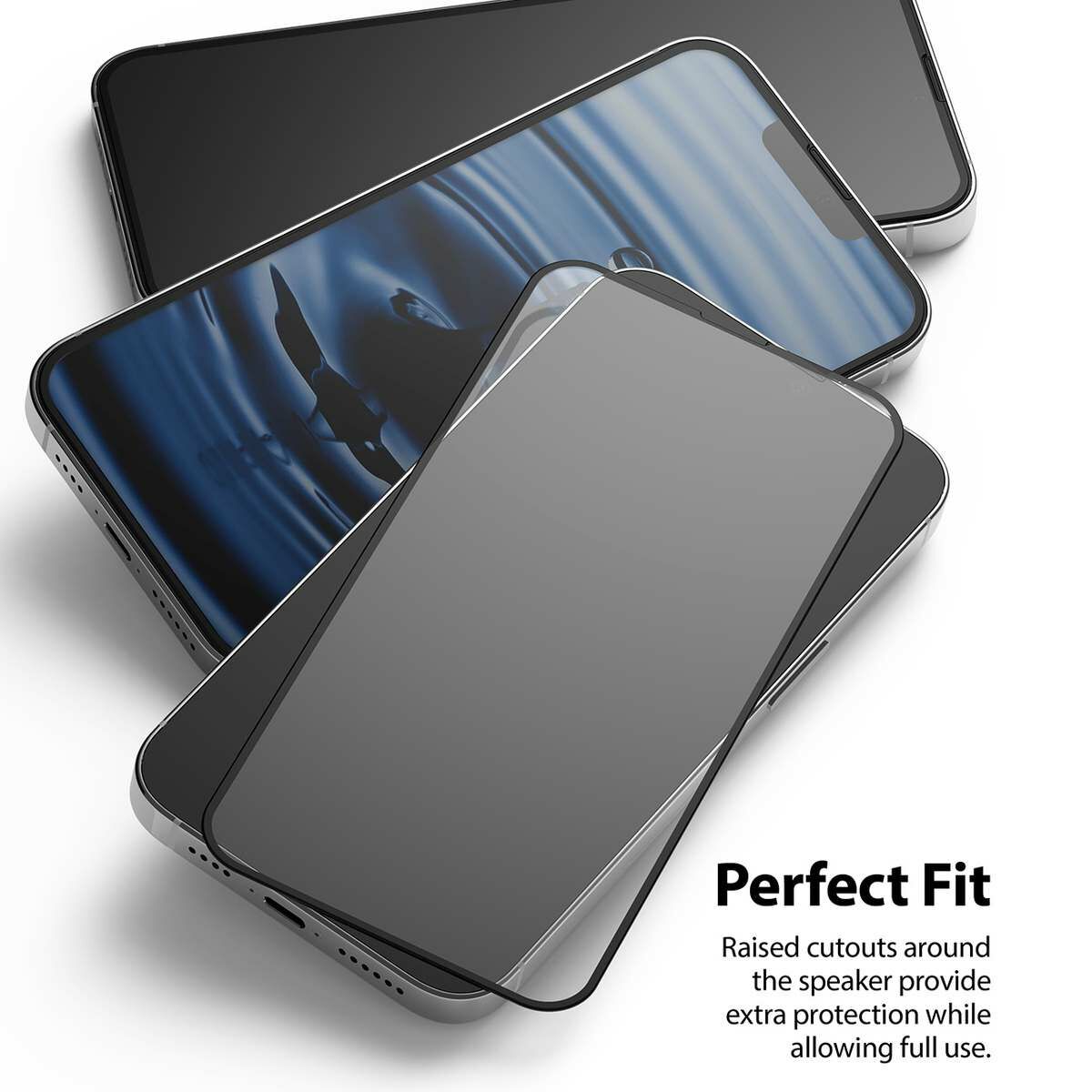 Kép 6/13 - Ringke iPhone 13 Pro Max kijelzővédő üveg Invisible Defender ID Edzett üveg, Fekete