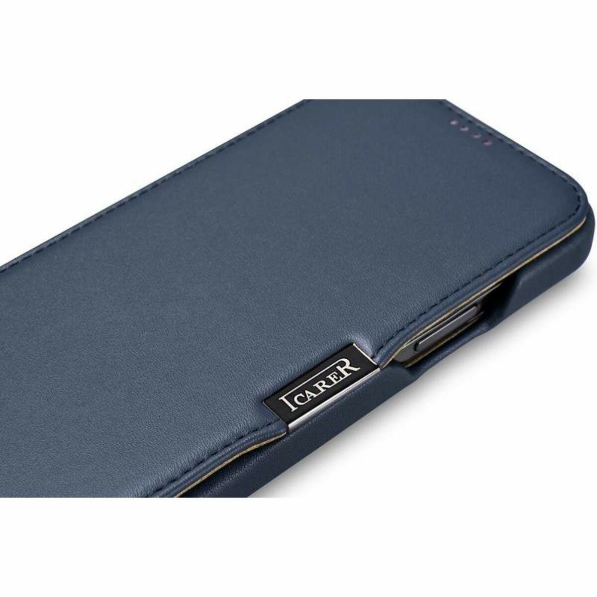 Kép 3/9 - iCarer iPhone 12 mini (5.4) tok, Luxury Leather Sorozat oldalt nyíló (fémcsattal az elején), kék