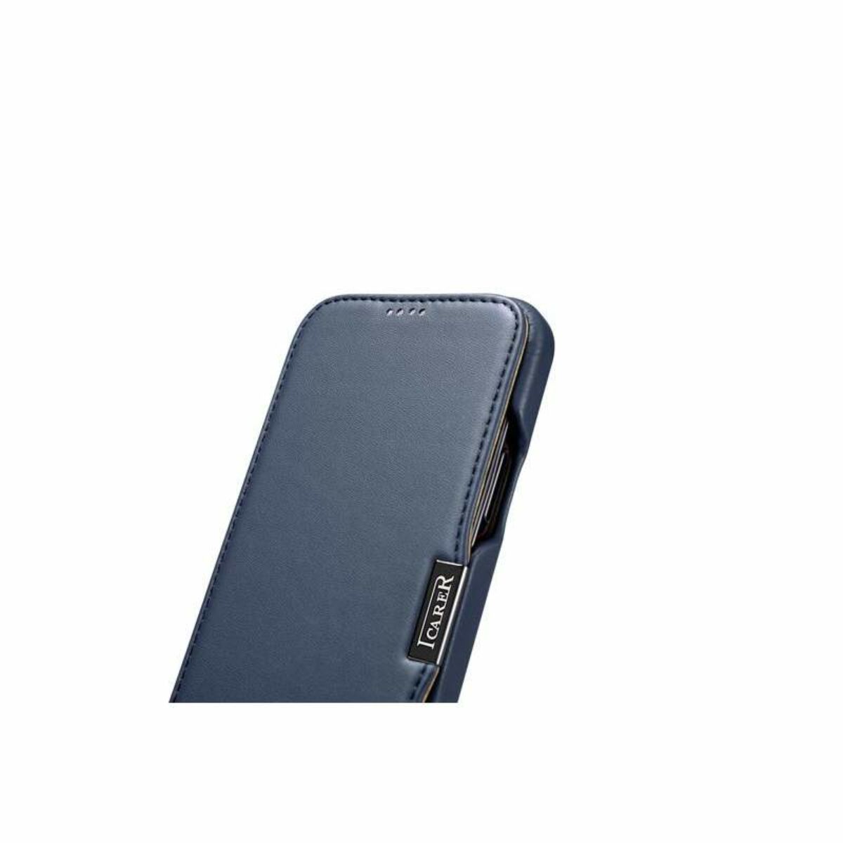 Kép 6/9 - iCarer iPhone 12 mini (5.4) tok, Luxury Leather Sorozat oldalt nyíló (fémcsattal az elején), kék
