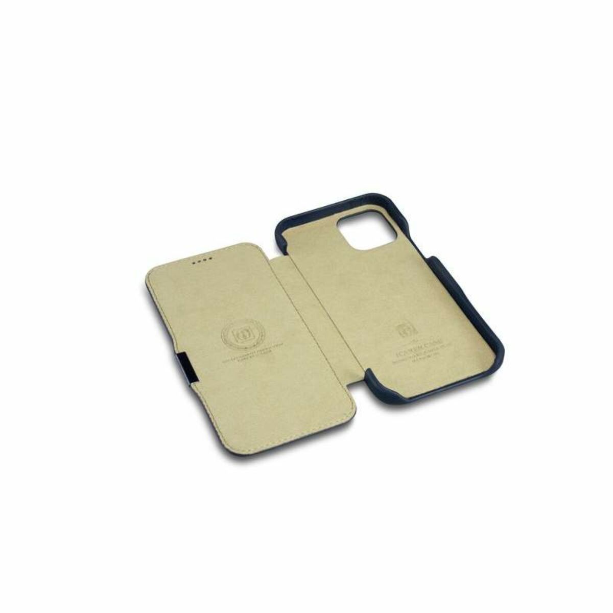 Kép 8/9 - iCarer iPhone 12 mini (5.4) tok, Luxury Leather Sorozat oldalt nyíló (fémcsattal az elején), kék