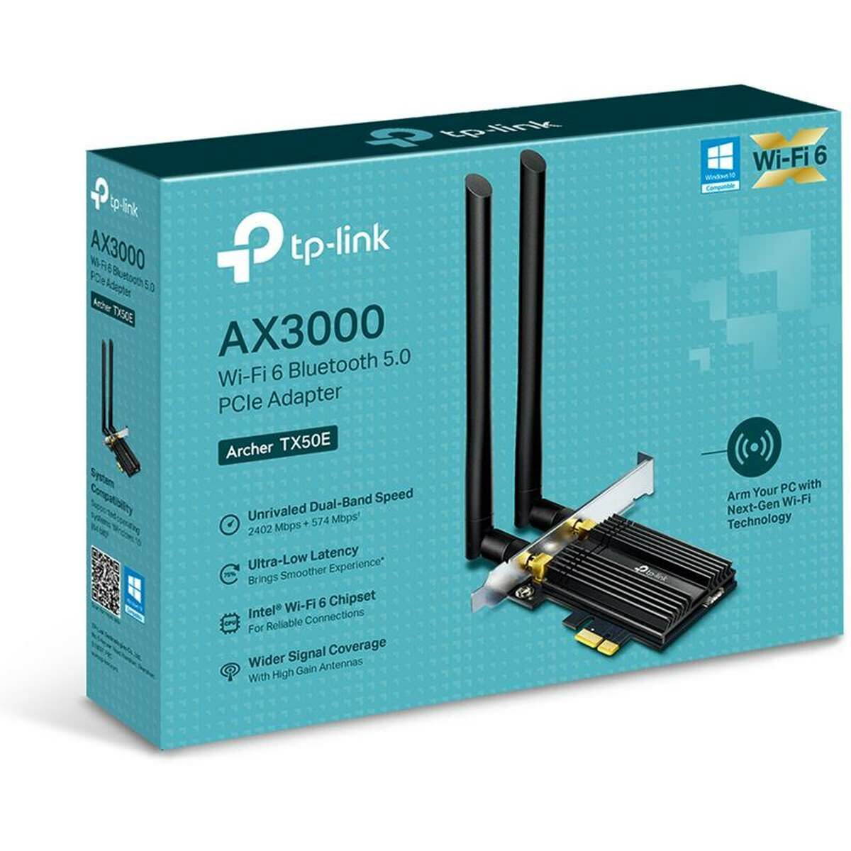 Kép 2/2 - TP-Link Archer TX50E AX3000 PCI-E Bluetooth 5.0 hálózati kártya, fekete EU