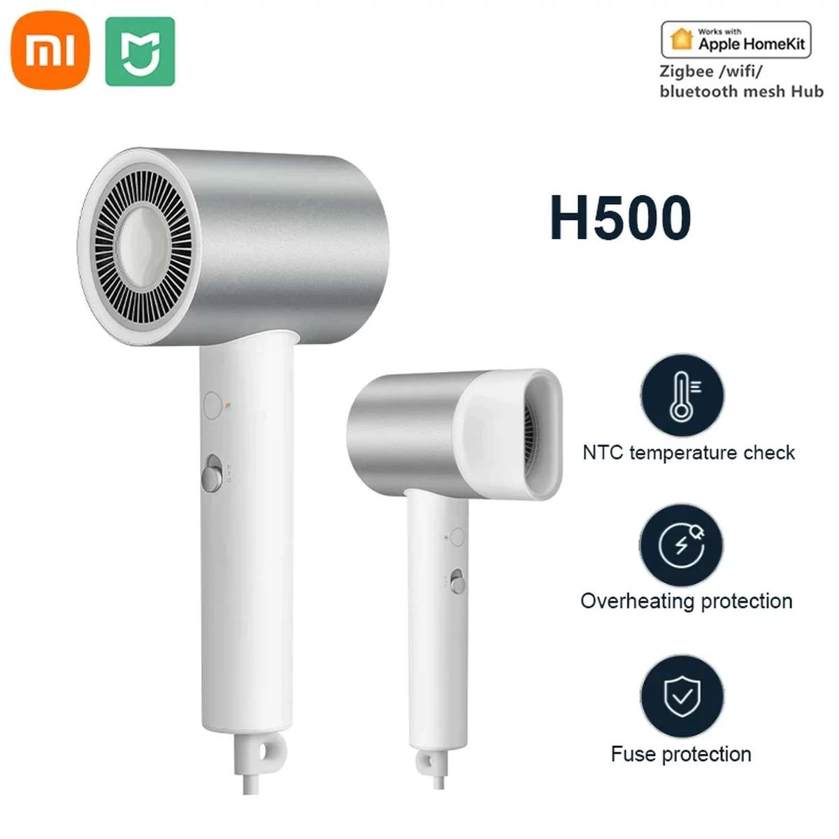 Kép 2/2 - Xiaomi Mi Ionic Hair Dryer H500 hajszárító, fehér EU CMJ01ZHM