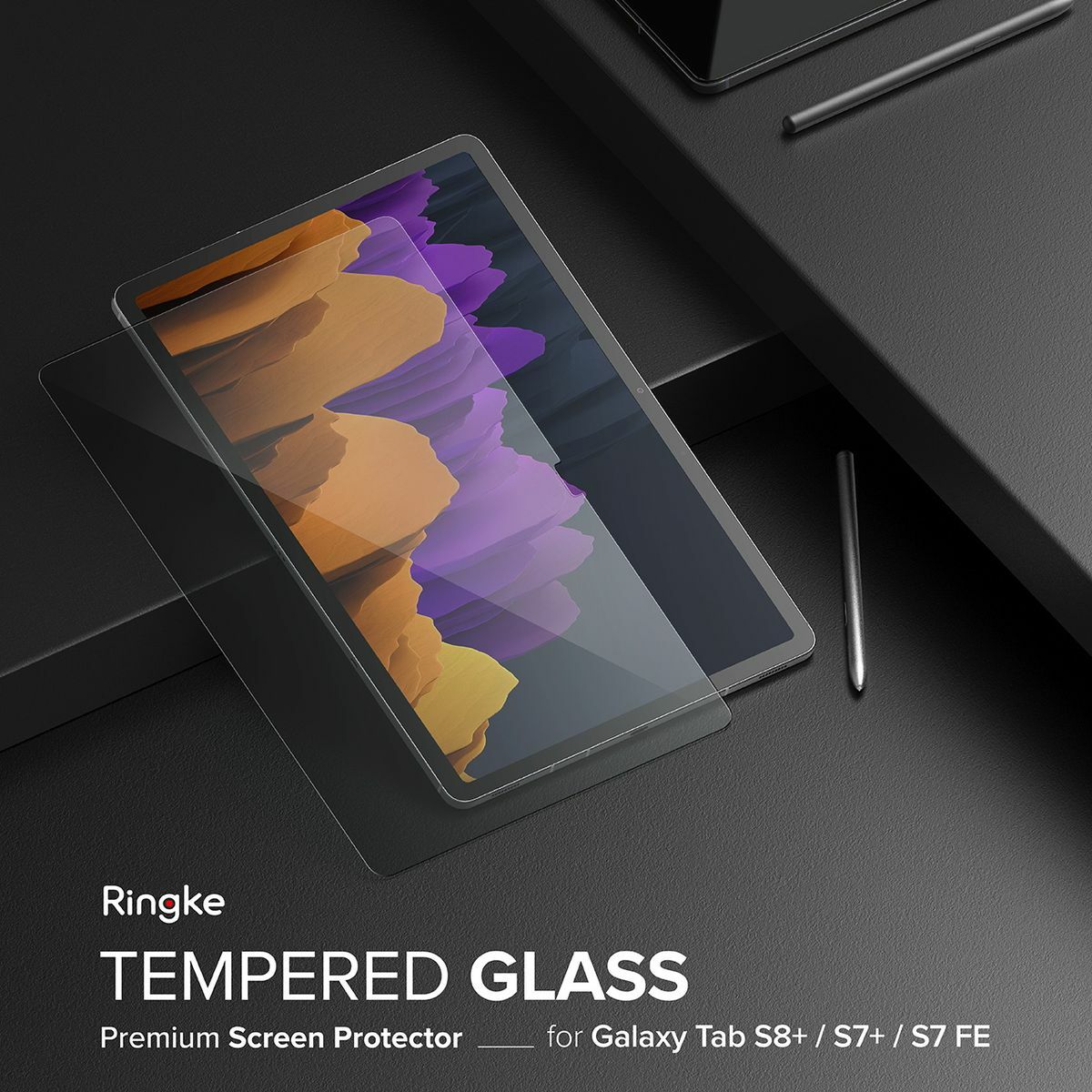 Kép 4/15 - Ringke Galaxy Tab S8+/ S7+/ S7 FE kijelzővédő, Invisible Defender ID, edzett üveg, átlátszó