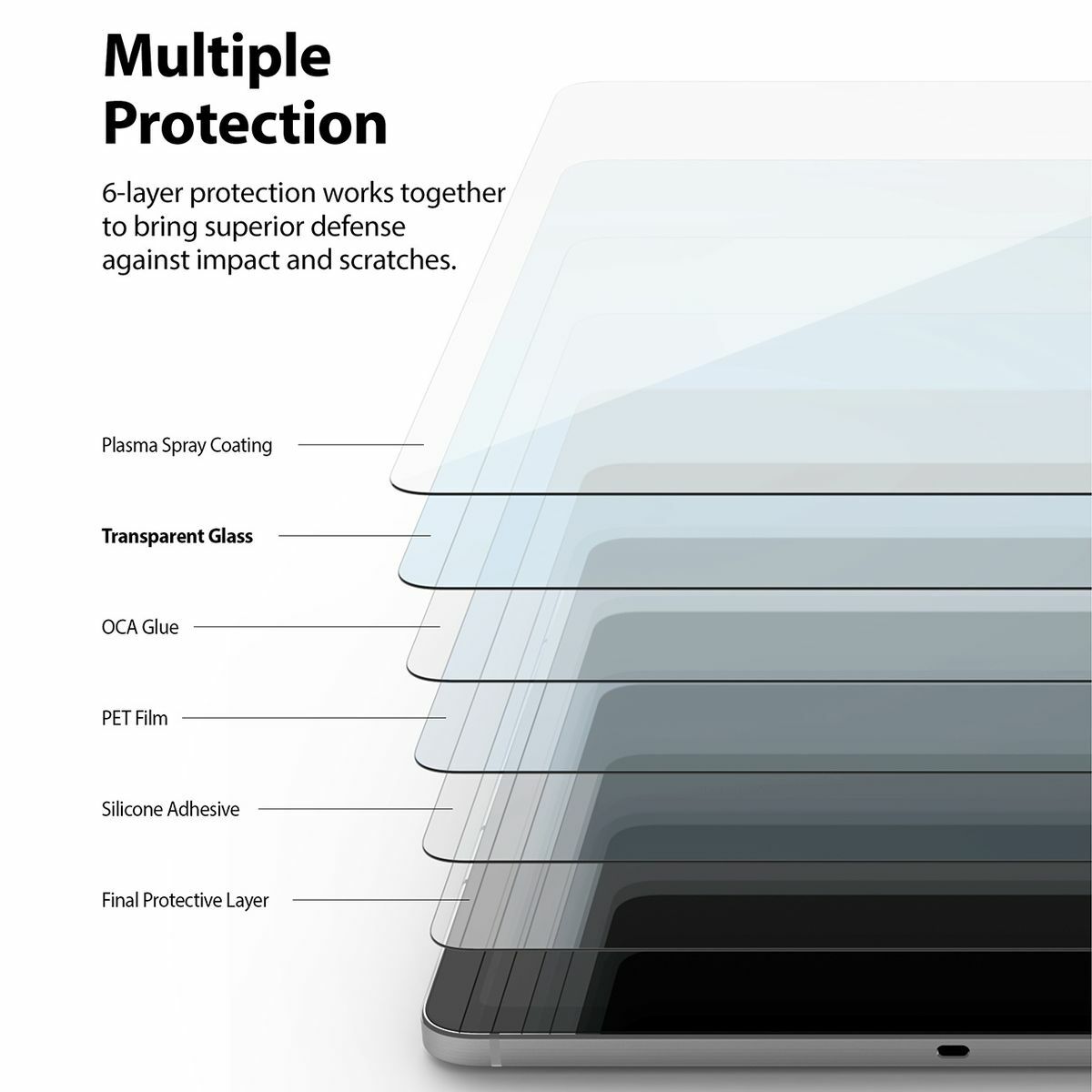 Kép 6/15 - Ringke Galaxy Tab S8+/ S7+/ S7 FE kijelzővédő, Invisible Defender ID, edzett üveg, átlátszó