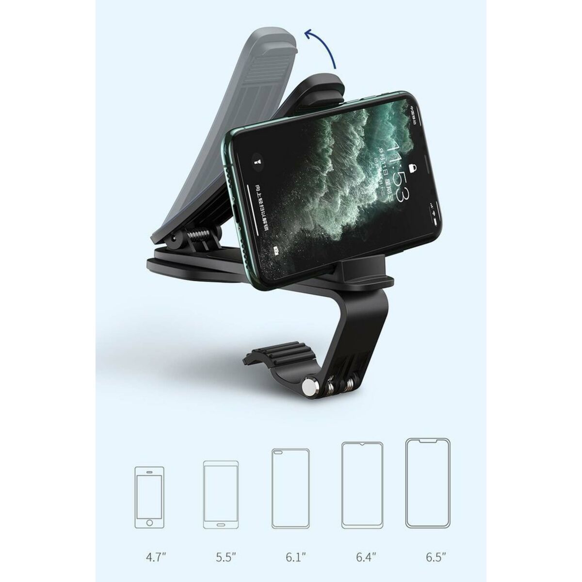 Kép 3/16 - Baseus autós telefontartó, Big Mouth Pro series (4,7 - 6,5 inch), fekete (SUDZ-A01)