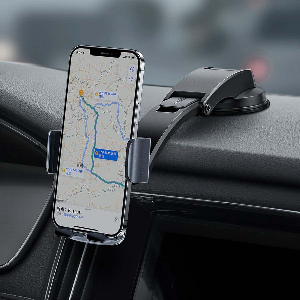 Kép 3/12 - Baseus autós telefontartó, Gravity 2-in-1 szellőzőrácsra és műszerfalra (4,7-6,7inch), fekete (SUYK000001)