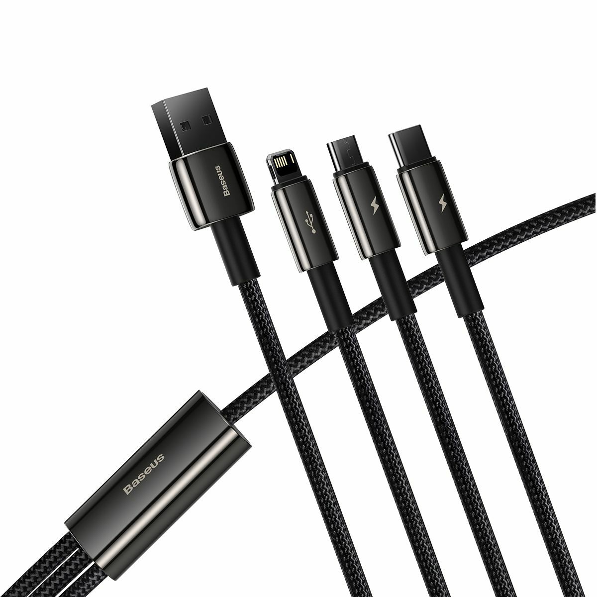 Kép 7/14 - Baseus Univerzális kábel, Tungsten 3-in-1 USB töltőhöz (Type C / Lightning / micro USB) 3.5A 1.5m, fekete (CAMLTWJ-01)