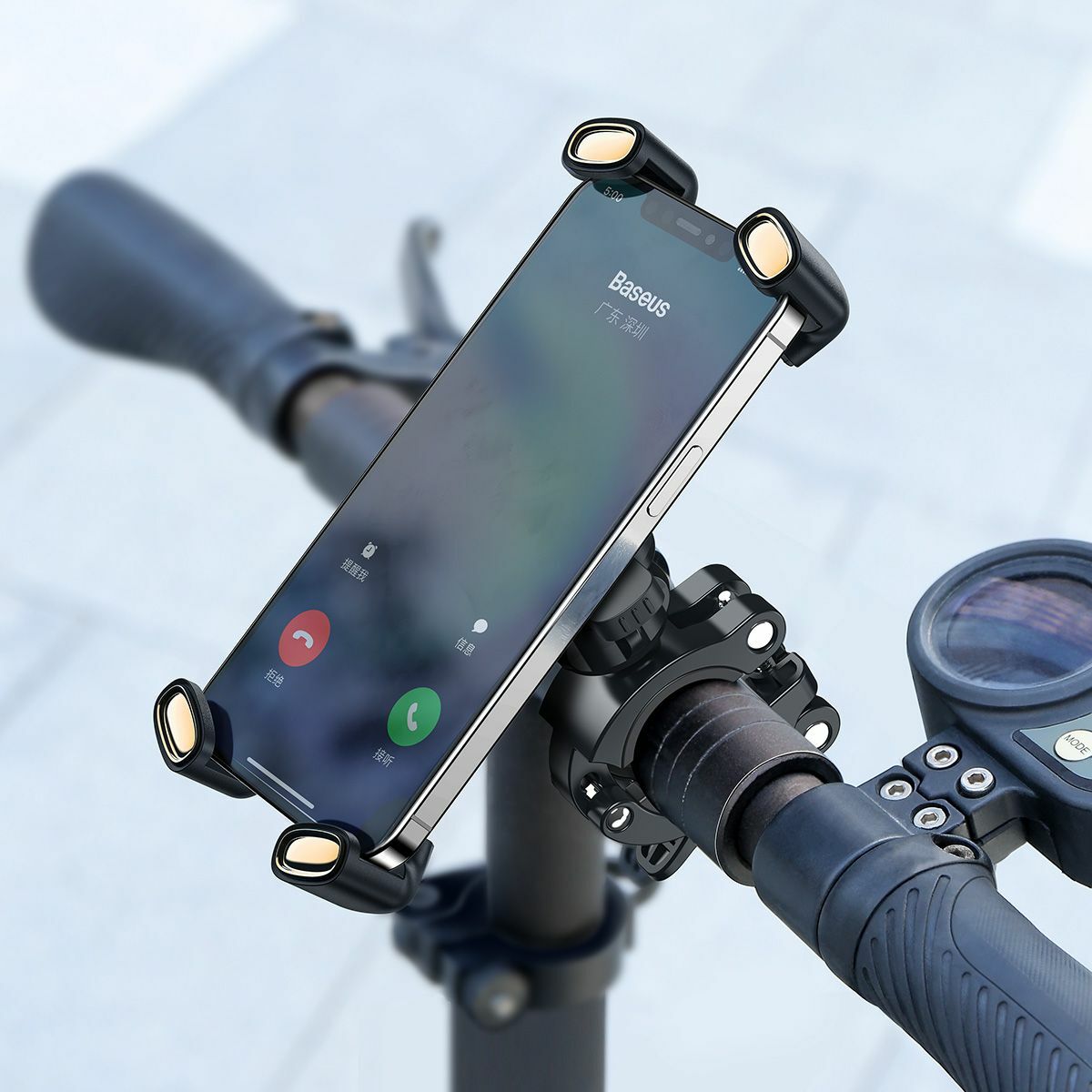 Kép 9/16 - Baseus Motorbiciklire és sima biciklire szerelhető gyors csatlakozóval azonnal leválasztható telefontartó, fekete (SUQX-01)