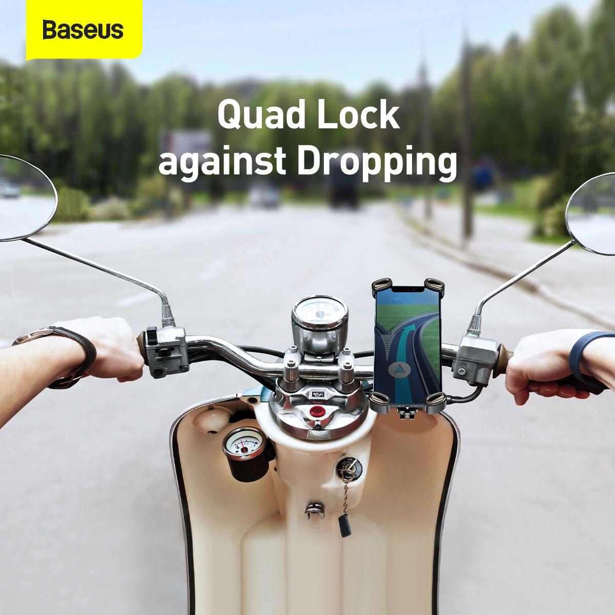 Kép 11/16 - Baseus Motorbiciklire és sima biciklire szerelhető gyors csatlakozóval azonnal leválasztható telefontartó, fekete (SUQX-01)