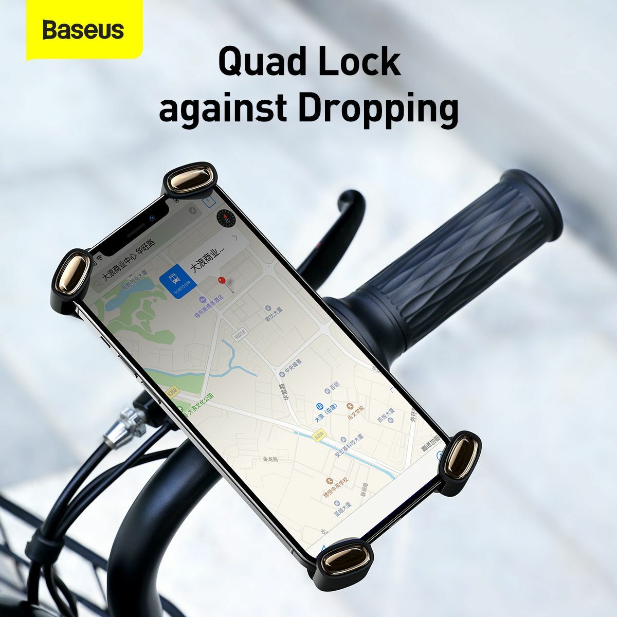 Kép 12/16 - Baseus Motorbiciklire és sima biciklire szerelhető gyors csatlakozóval azonnal leválasztható telefontartó, fekete (SUQX-01)