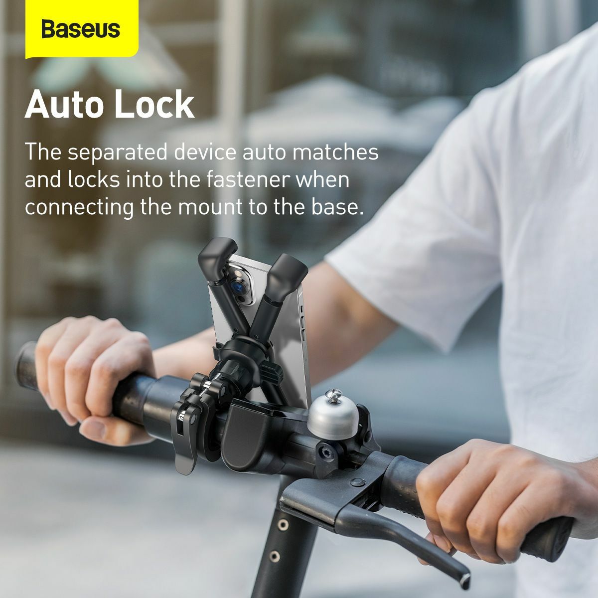 Kép 13/16 - Baseus Motorbiciklire és sima biciklire szerelhető gyors csatlakozóval azonnal leválasztható telefontartó, fekete (SUQX-01)