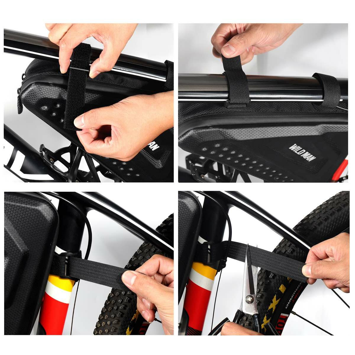 Kép 8/10 - WILDMAN kerékpár táska ES19, 3L, több funkciós, vízálló, középső vázra szerelhető, háromszög alakú, tárolótáska, fekete