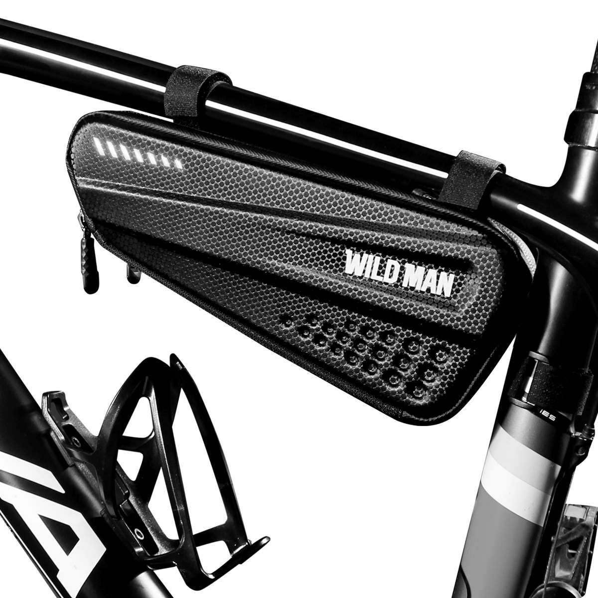 Kép 2/6 - WILDMAN kerékpár táska ES4, 1.2L, több funkciós, vízálló, középső vázra szerelhető, tárolótáska, fekete