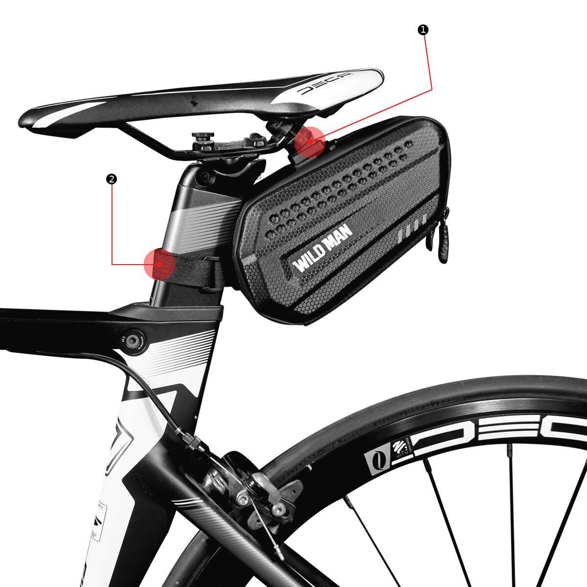 Kép 3/9 - WILDMAN kerékpár táska ES7, 1.2L, több funkciós, vízálló, ülés alatti vázra szerelhető, tárolótáska, fekete
