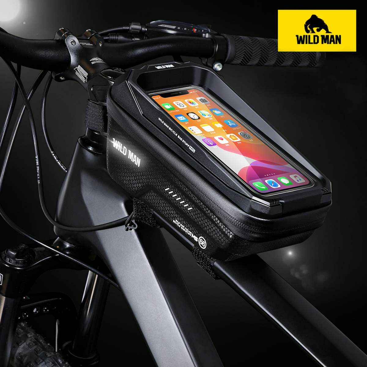 Kép 7/8 - WILDMAN kerékpár táska MS66, 1L, több funkciós, vízálló, középső vázra szerelhető, tárolótáska, fekete